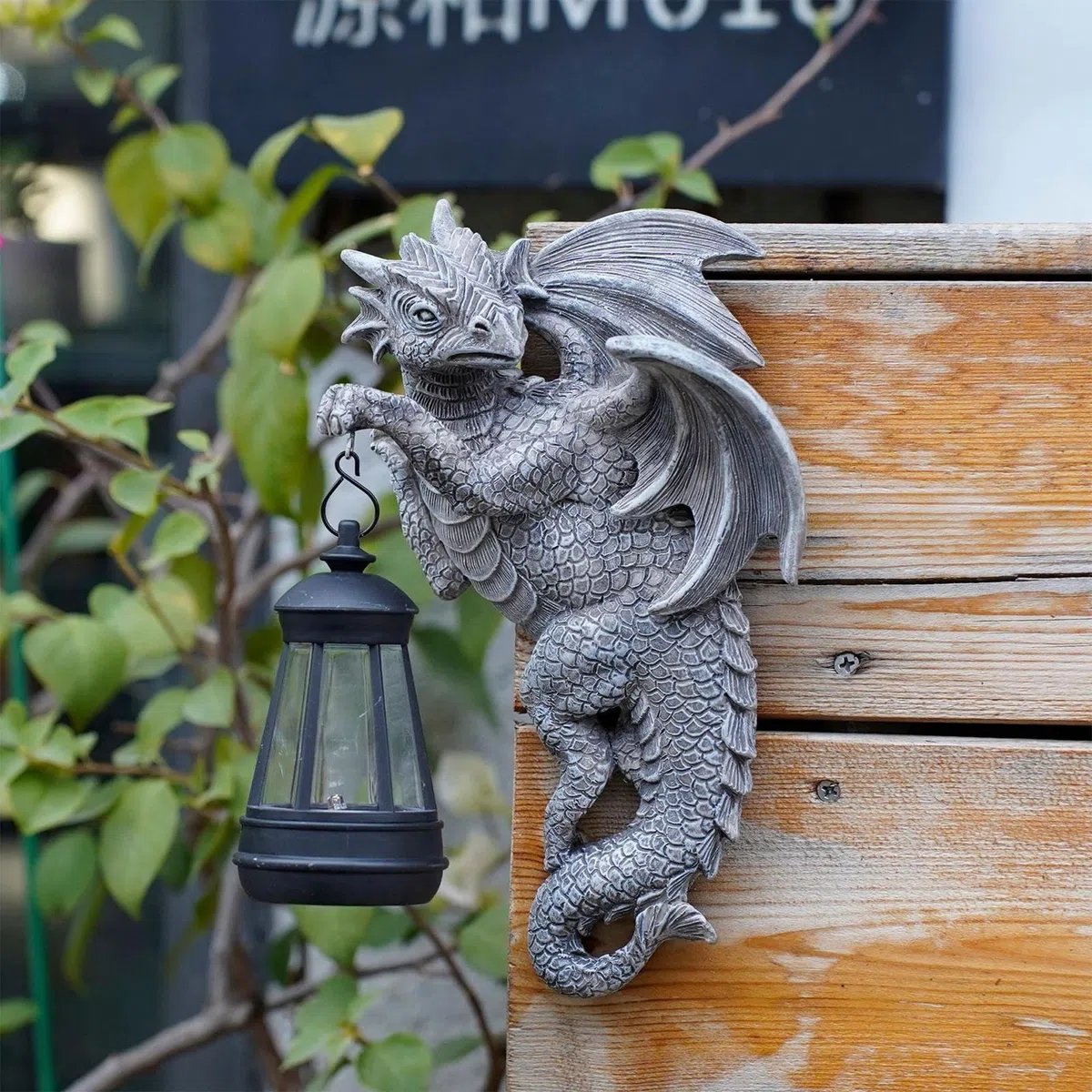 Figurina Del Drago Da Giardino - Statua Del Drago Solare | Scultura Di Draghi Unici Con Lanterna | Statue Esterne Resistenti Alle Intemperie Per Il Giardino Prato Da Patio Balcone | Regalo Di