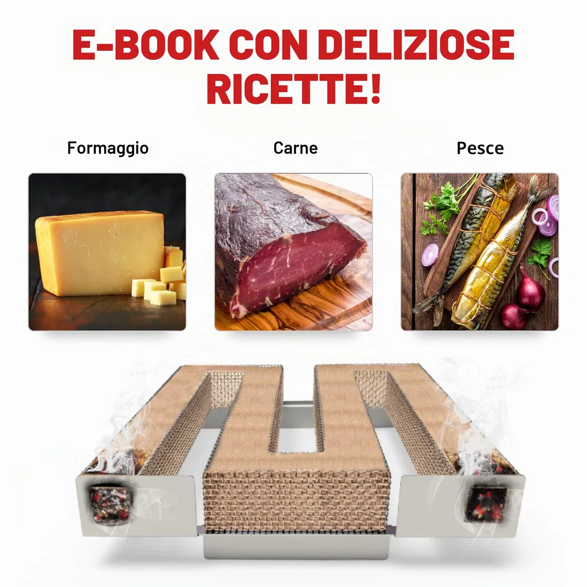 Generatore di affumicatura a freddo – Premium Sparbrand in acciaio inox con eBook per un risultato di affumicatura molto particolare – Generatore di fumo freddo di alta qualità ideale per barbecue
