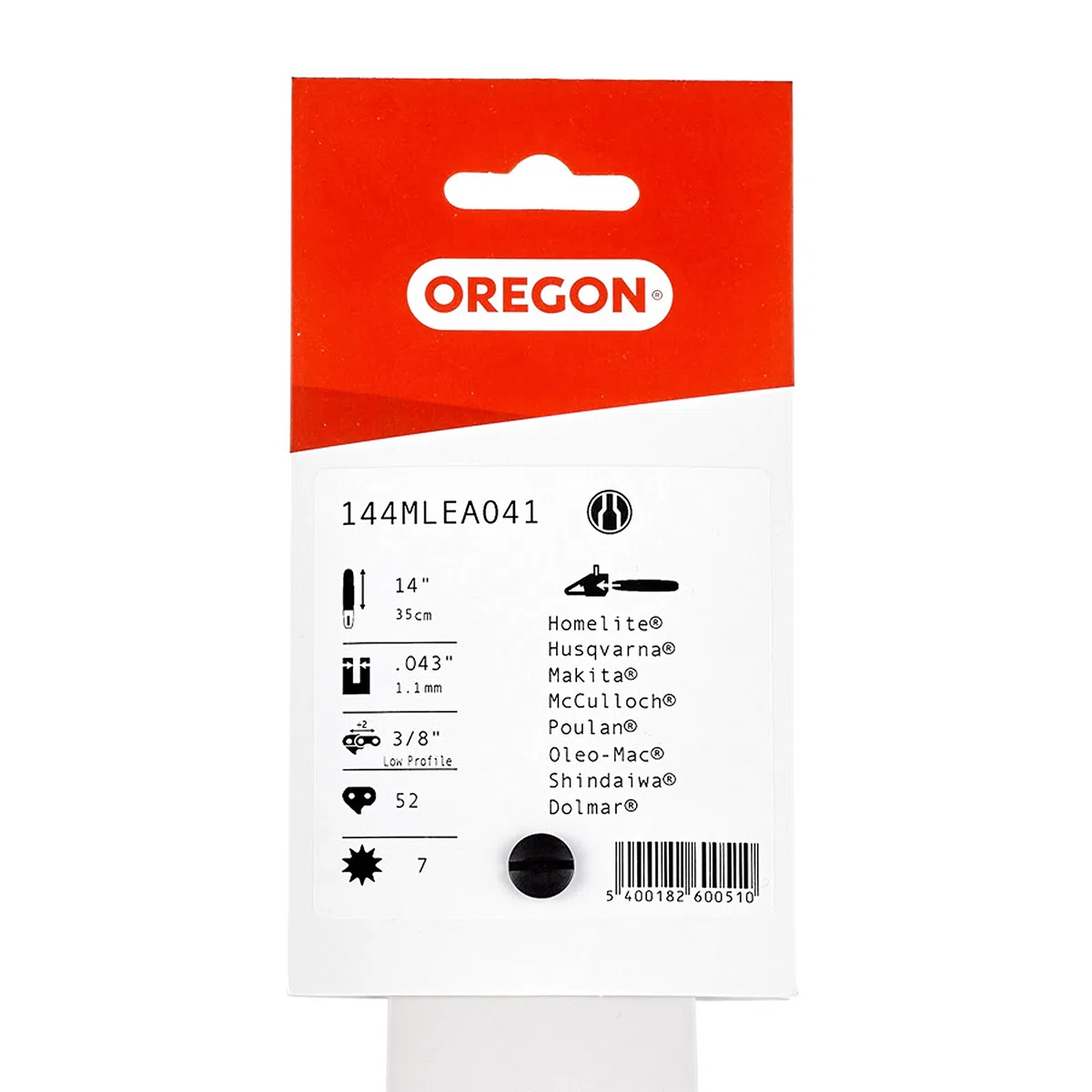 Oregon Barra di Guida per Motosega con Lama Reversibile da 14" (35 cm) Supporto Motore A041, Passo a Basso Profilo da 3/8", Calibro 1,1 mm, Compatibile con Makita, Bosch, Worx e altro