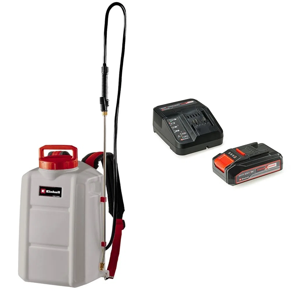 Einhell Spruzzatore a pressione a batteria GE-WS 18/150 Li-Solo Power X-Change + Einhell Originale 18V 2,5Ah PXC Starter Kit batteria 2,5 Ah e caricabatteria Power X-Change