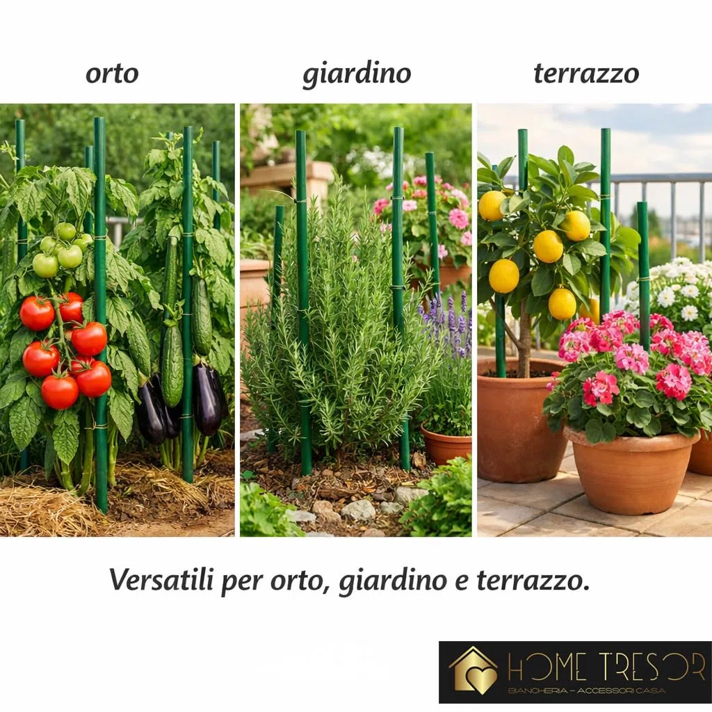 Set 25 Paletti per Piante Rampicanti e Pomodori in Acciaio Plastificato Bastoncini Supporto Resistenti per Orto Giardino Pali Tutori Sostegno Antiruggine Cetrioli Fiori Verdure Piante (150 cm x 11 mm)