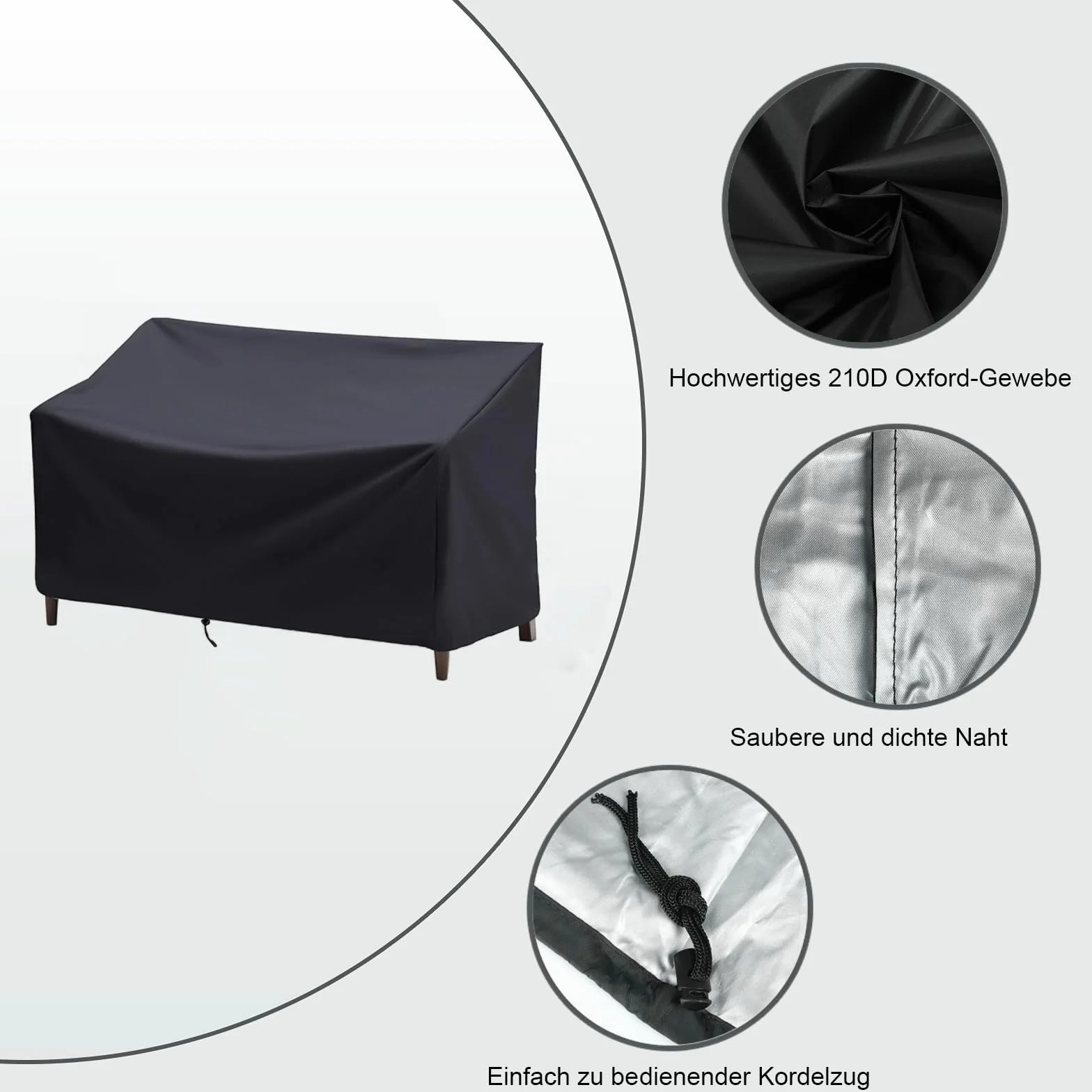 Copertura Panca Contenitore, Copri Panca 3 Posti, Copertura Divano Giardino, con Aperture di Ventilazione, per Mobili da Giardino, Balcone, Terrazza, 162×66×89cm