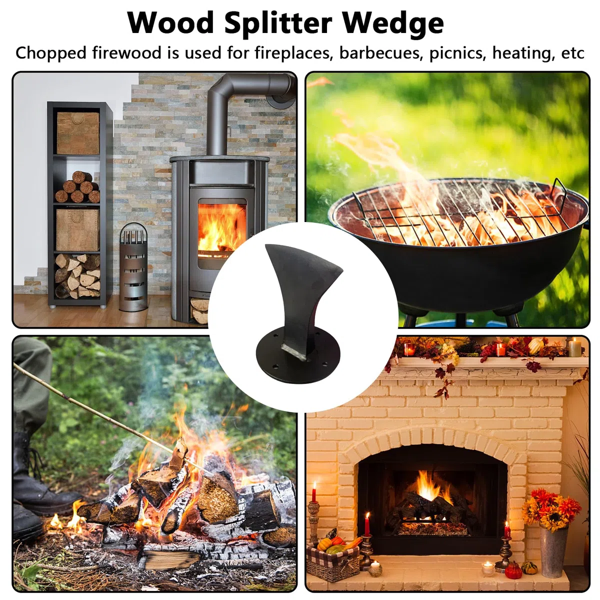 Spaccalegna Manuale, Spaccalegna a Cuneo,Heavy Duty Steel Manual Log Splitter Wedge Firewood Kindling Splitter,Spaccalegna Strumento,Heavy Duty Spaccalegna da ardere per piccola stufa a legna camino