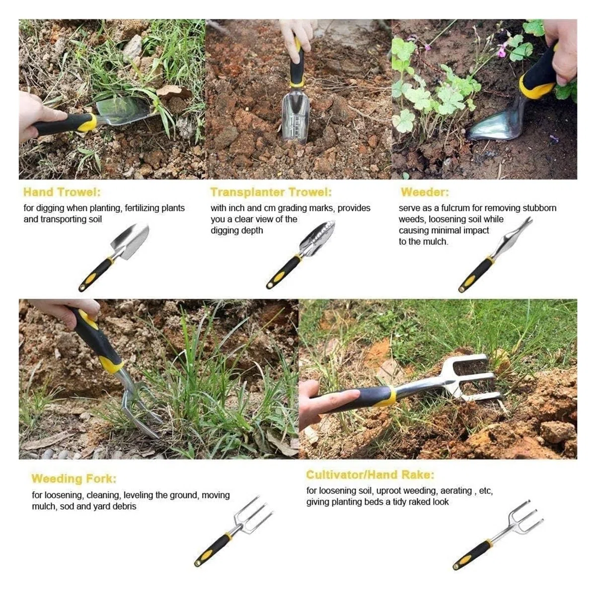 Banderuola da esterno Confezione da 5 set di attrezzi da giardinaggio in lega di alluminio for uomini e donne