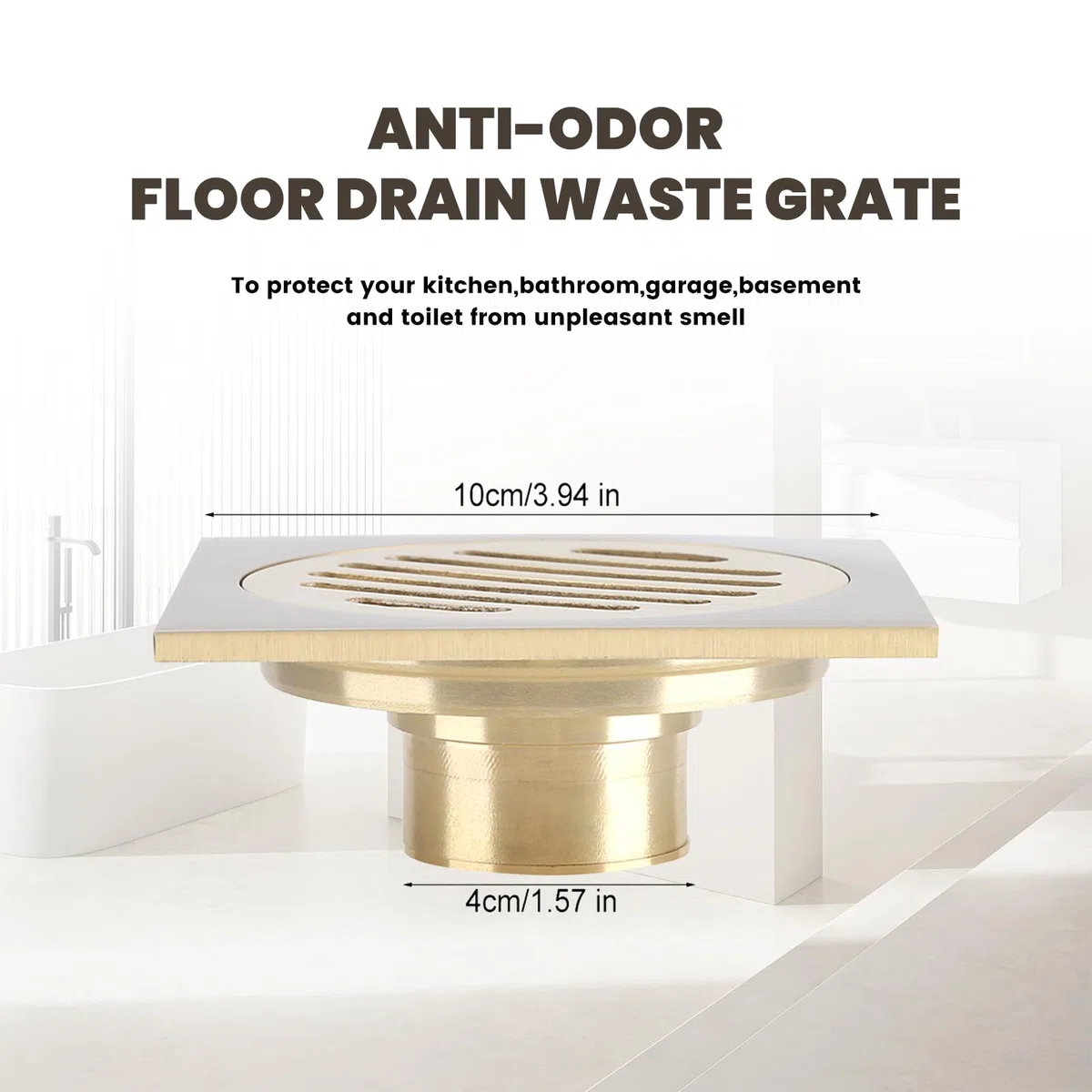 Scarico a Pavimento Quadrato in Ottone, Griglia Per Rifiuti Per Doccia da Bagno dal Design Moderno, Accessorio Domestico Durevole Ed Efficiente, Scarico a Pavimento Per Bagno, Scarico a Pavimento Per