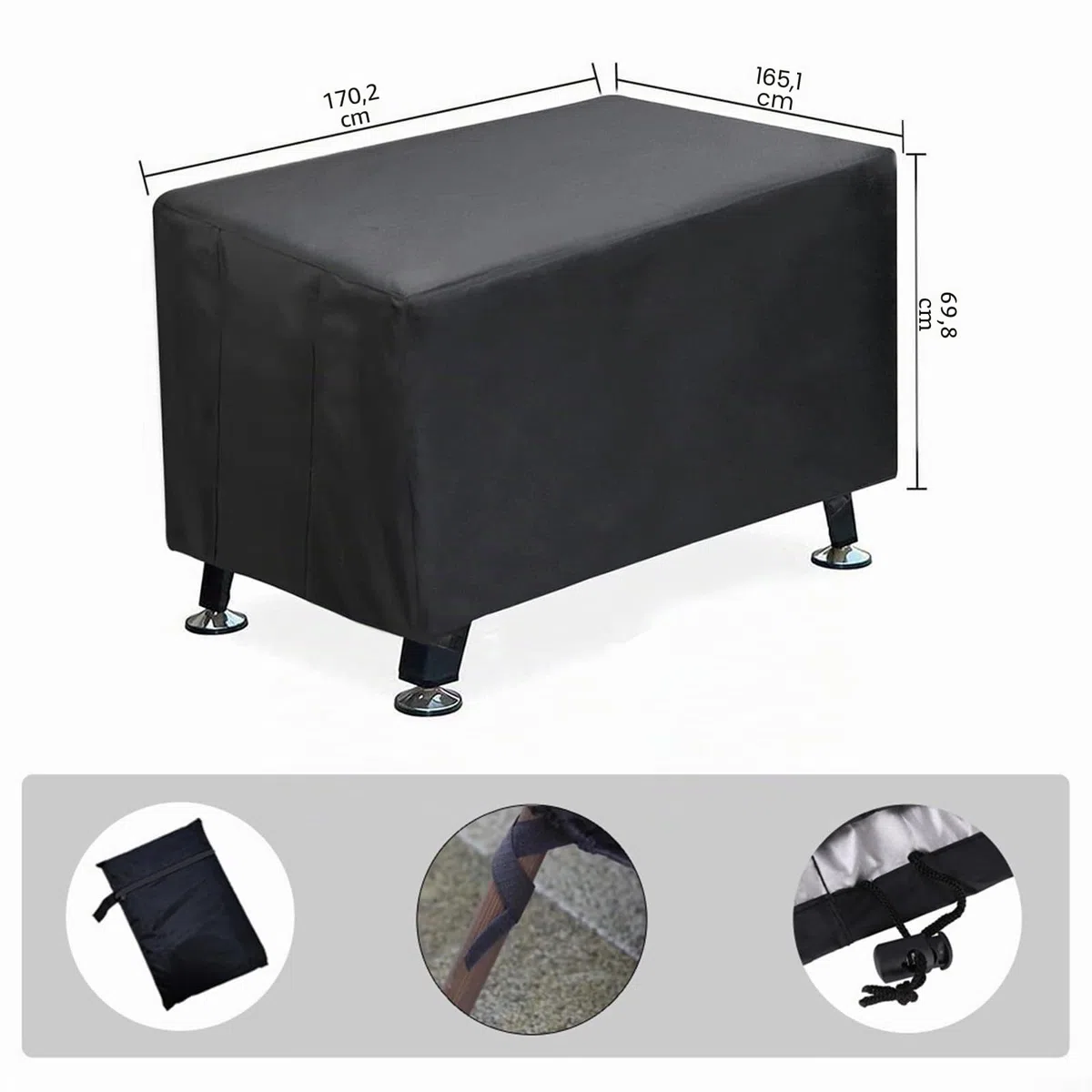 StarRing Copertura per tavolo da biliardino, impermeabile, antipolvere, per interni ed esterni, resistente ai raggi UV, per tavoli da calcio standard, 160 x 117 x 70 cm, in poliestere nero