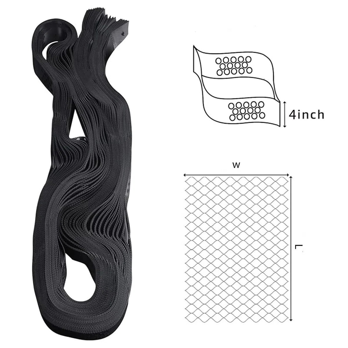 Griglia resistente da 2,4 x 5,5 m, per stabilizzazione vialetto, tettoia, parcheggio, erba e ghiaia, griglia nera, H-10 cm, perfetta per veicoli leggeri