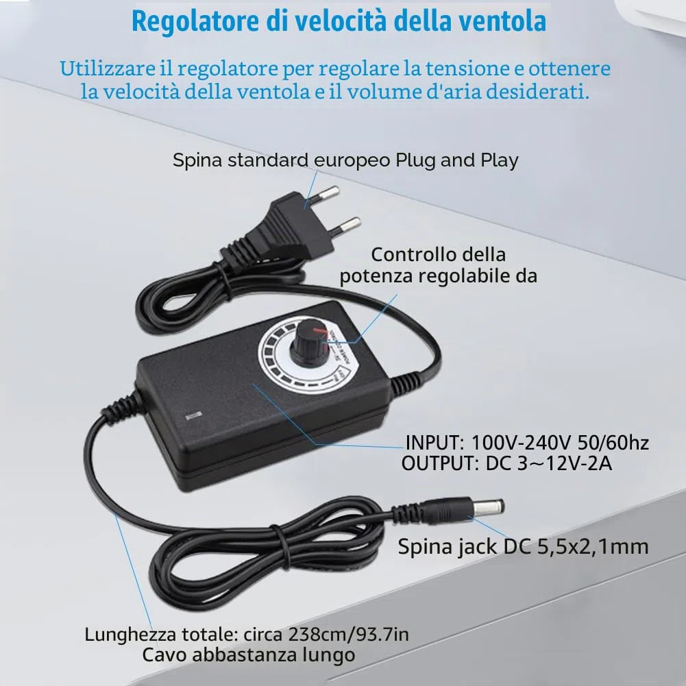 Ventola radiale da 12 V, 220 V, con controller per elettrodomestici, ventola per ventilazione, cambio della ventola, barbecue, camino gonfiabile, turbina per riscaldatori, barbecue, picnic