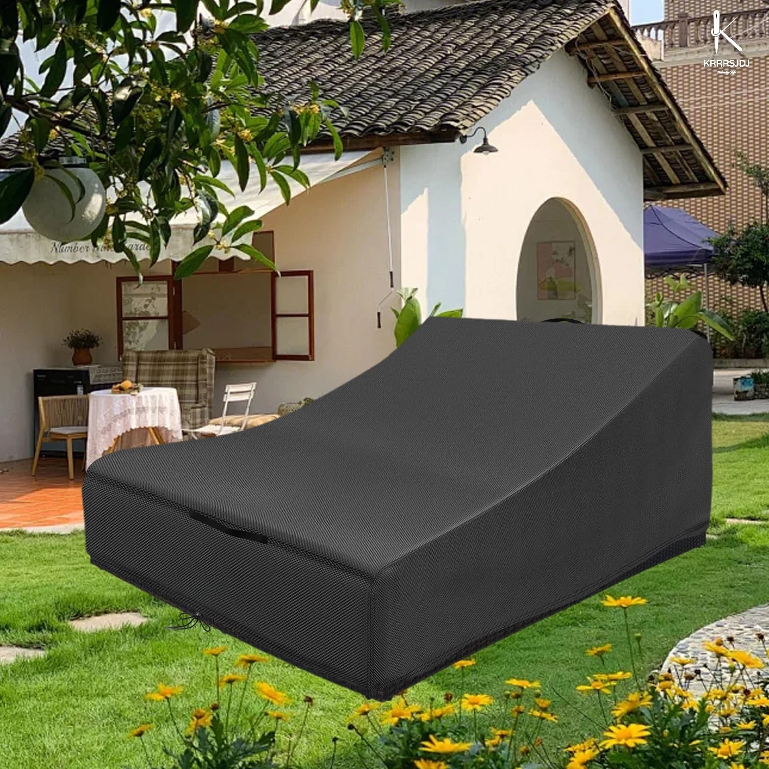 Copertura Doppia Lettino Impermeabile,Copri Doppio Lettino Sdraio Antivento,Cover Doppio Lettino Prendisole da Giardino con Fune e Maniglia,420D Oxford (210 * 160 * 40/90cm,Nero)