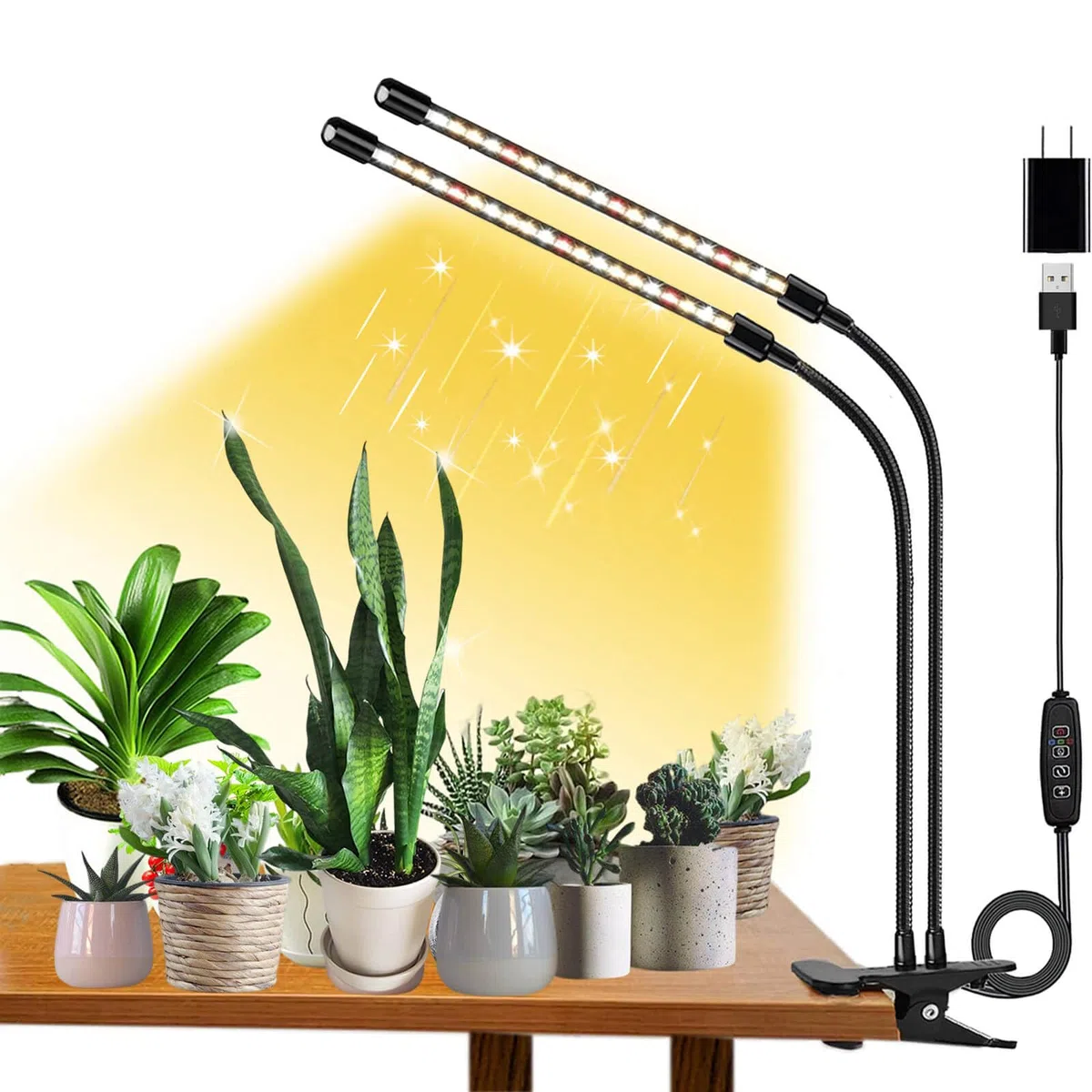 FRGROW Lampada da Coltivazione Piante da Interno, Indoor, grow light full spectrum, Luce di Coltivazione A Spettro Completo 3000K/5000K/660nm, 3 Modalità 10 Luminosità Con Timer
