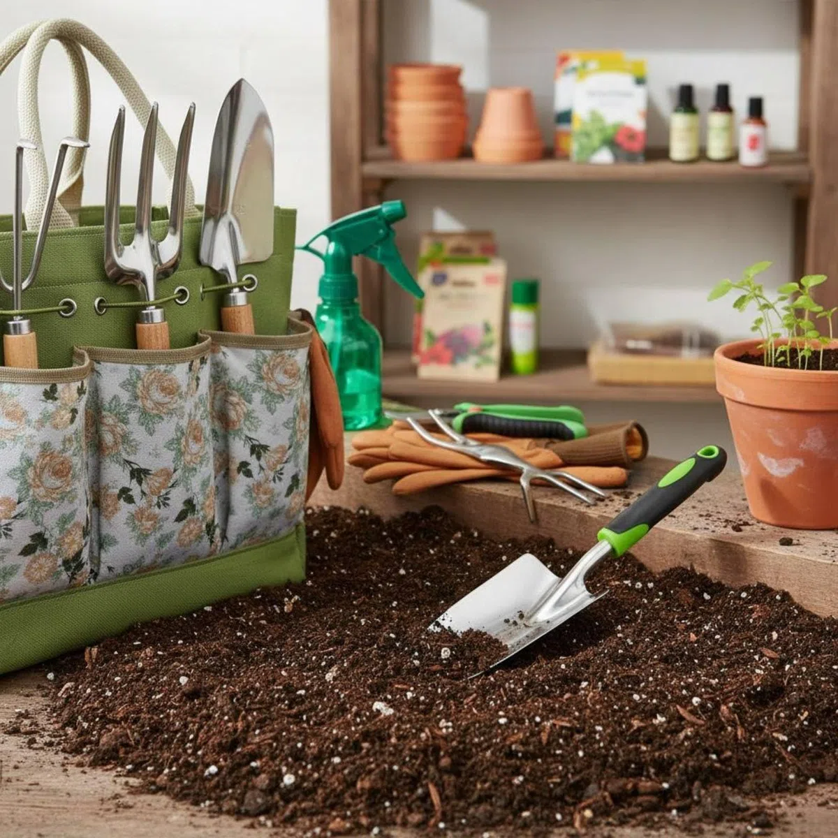 Set Attrezzi Giardinaggio Manuale Kit Attrezzi Giardino Strumenti Coltivazione Trapiantatore Zappetta Estirpatore in Acciaio Durevole con Manici in, Stainless Steel 9PCS