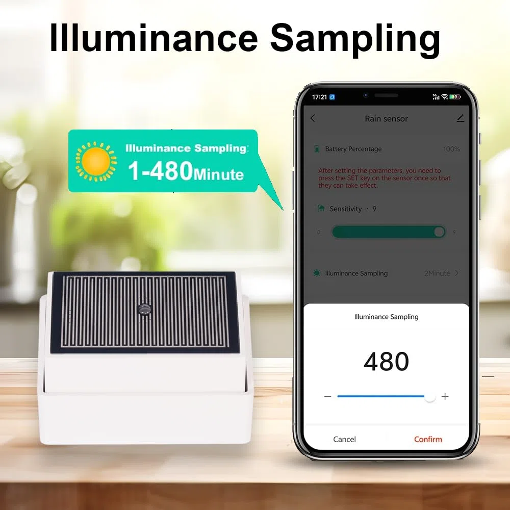 Haozee Tuya Zigbee Sensore Pioggia con Sensore Luce, Richiede TUYA HUB, Supporta Zigbee2mqtt Home Assistant, IPX4 Impermeabile per Uso Esterno