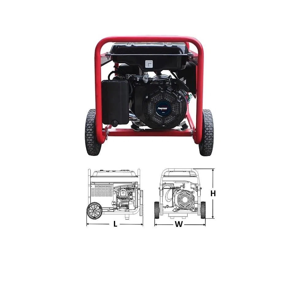 Generatore di corrente 3,2kw monofase a benzina 230V 50HZ AVR carrellato con avviamento a strappo Powermate by PRAMAC EM4100