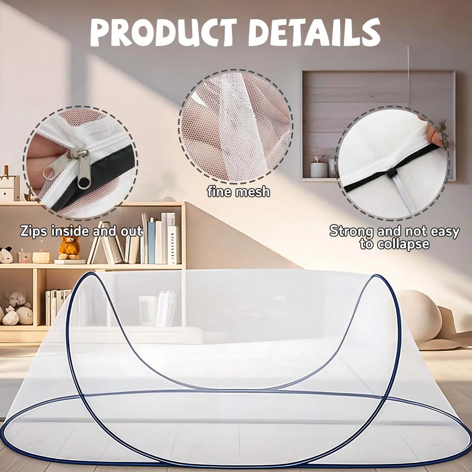 Zanzariera Pieghevole Pop Up - 200 x 80 x 56 cm, Portatile da Viaggio e Campeggio, Protezione Anti-Zanzara, Traspirante