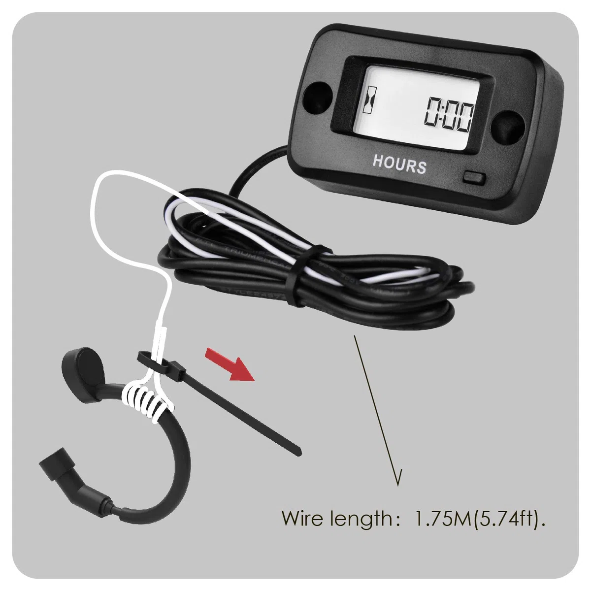 NR-HM019 - Contatore di manutenzione digitale LCD impermeabile a benzina per paramotori, motoseghe, generatori, tosatrici, modellini barche