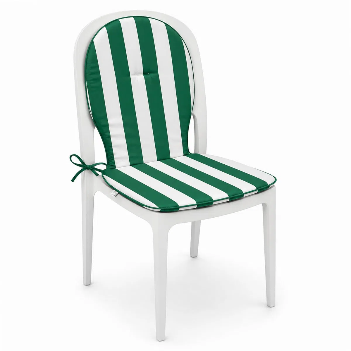 PARAMAISON Cuscino Sagomato con Schienale, Set 2 Pezzi, Antiscivolo con Laccetti, Imbottiti e Lavabili, per Cucina e Giardino Interno Esterno| 38x38x42 cm Riga Verde