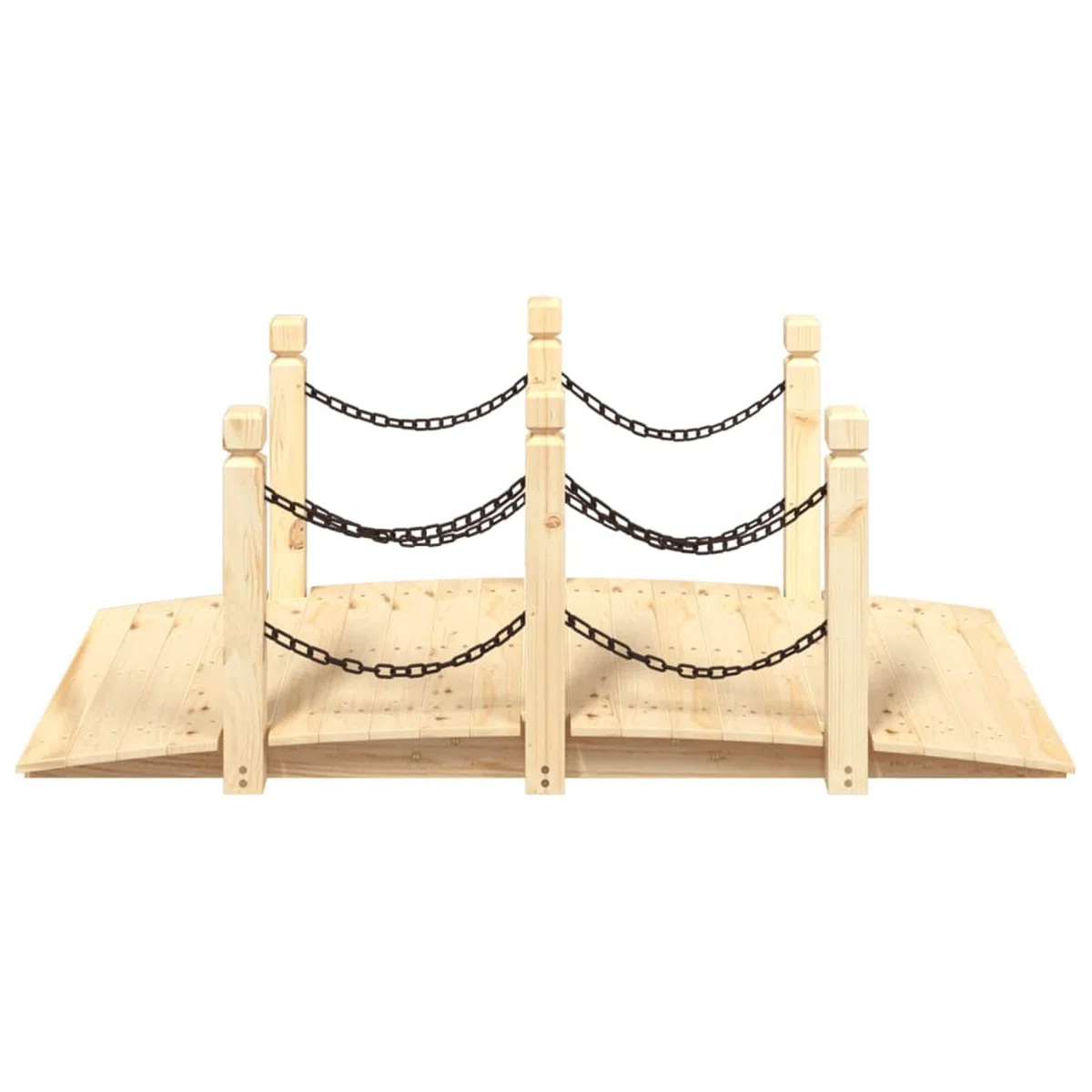 Ponte da Giardino con ringhiere a Catena, Ponte Decorativo per Prato e laghetto da Esterno, Ponte da Giardino in Legno, Ponte Decorativo per Prato e laghetto da Esterno, 150x67x56 cm, Ponti