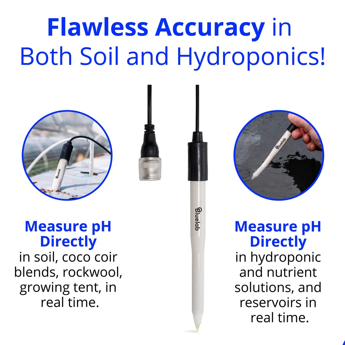 Bluelab PROBPHLEAP - Sonda di pH Leap, sonda di ricambio con attacco BNC, uso nel suolo, cocco, lana di roccia, zona radice e soluzione, facile calibrazione