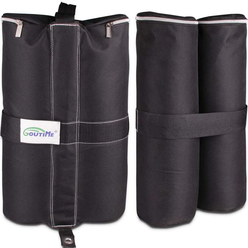 Goutime Pesi per tenda,4 Sacchi Di Sacchetto Di Sabbia Per Giardino Gazebo,La Capacità Massima Di Un Sacchetto Di 18 Kg Ancoraggio Per Tenda E Gazebo,per gambe Outdoor Ombrelloni,(Nero)