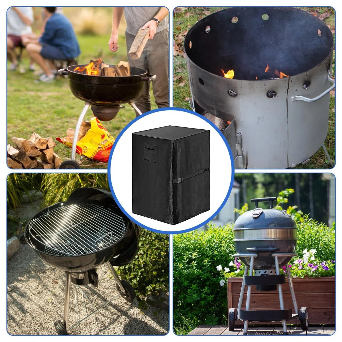 Telo protettivo per barbecue da esterno, impermeabile, 420D, in tessuto Oxford quadrato, 53 x 53 x 86 cm, con maniglie per il trasporto, copertura rettangolare anti-UV per riporre il e