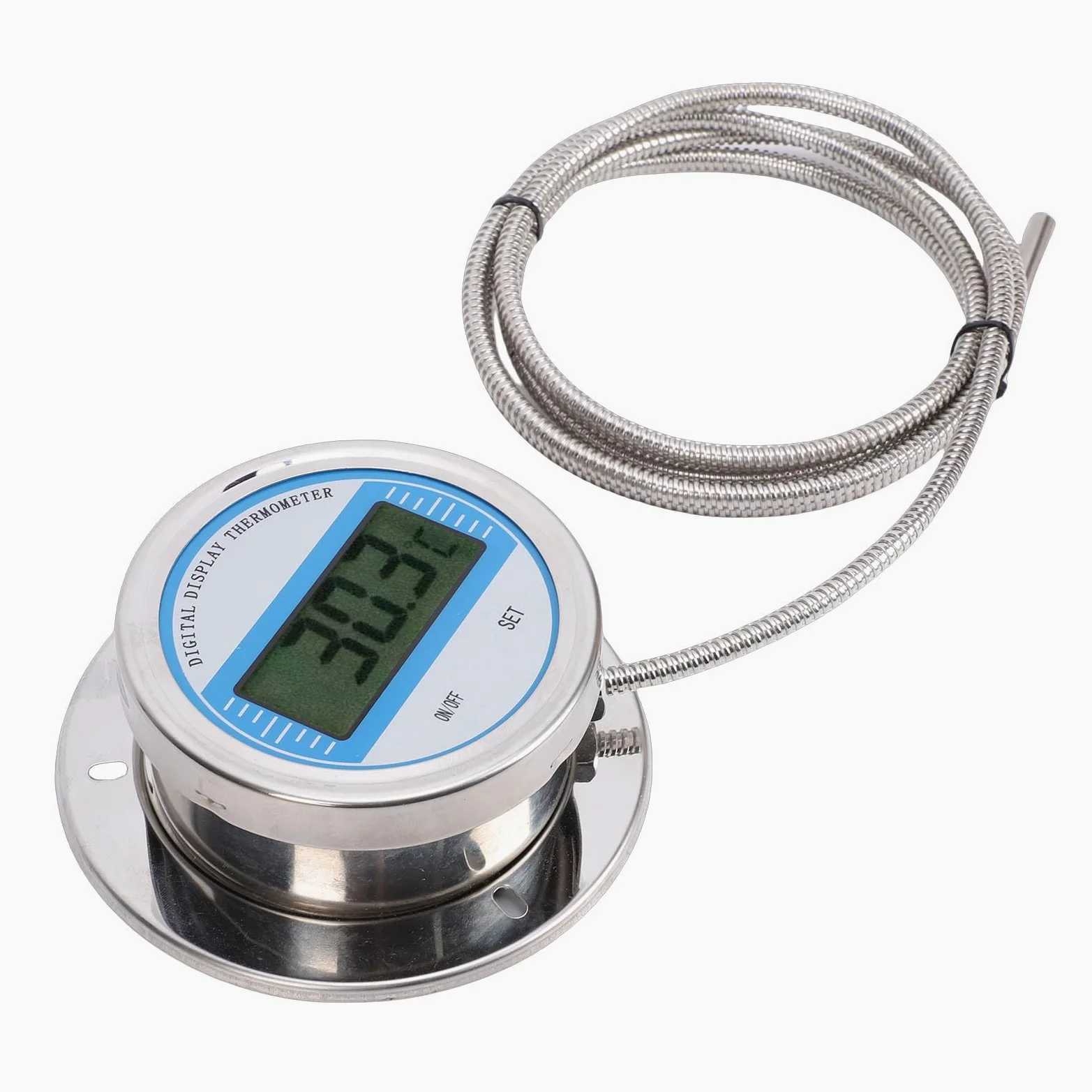 Dpofirs Termometro Digitale, Misuratore di Temperatura Digitale Industriale con Sonda Impermeabile in Acciaio Inossidabile da 2 M, per Tubi di Stufe da Cucina e Applicazioni Industriali