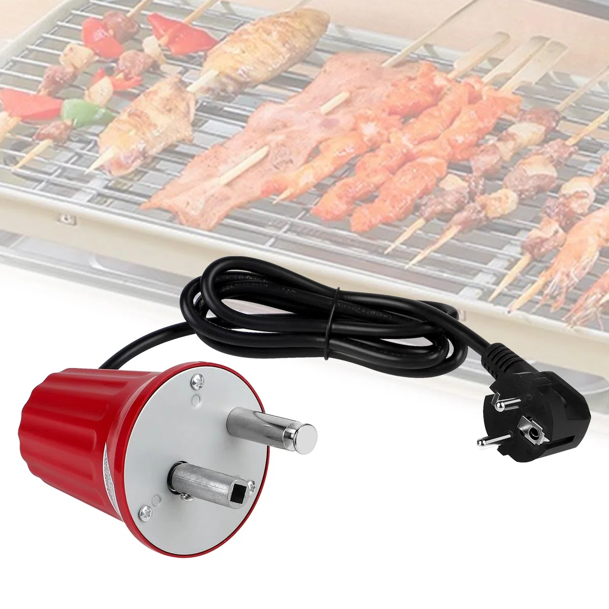 EXLECO Motore Girarrosto per Barbecue Motorino DC 220V 230V 240V Griglia Elettrica Barbecue Macchina Elettrico Grill Rotator per Grillen Portatile Moteur Casa Accessori per Barbecue Rosso