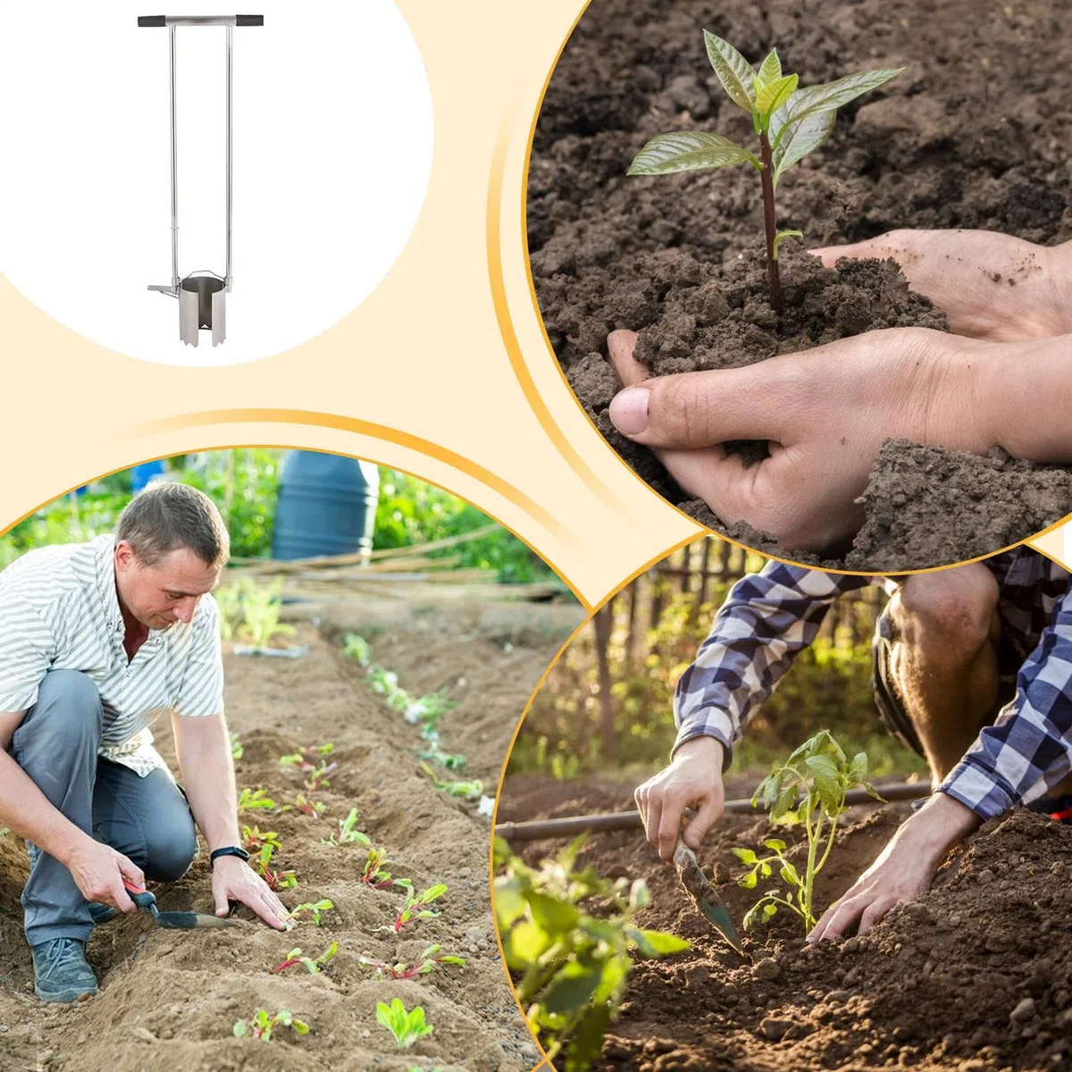 Trapiantatore facile da piantare, strumento per piantare piccoli bulbi con manico comodo, stabile per zolle e sarchiatore per giardino, fattoria, aiuole, vasi da fiori, uso agricolo | manico comodo, stabile per zolle e sarchiatore per giardino, fattoria,