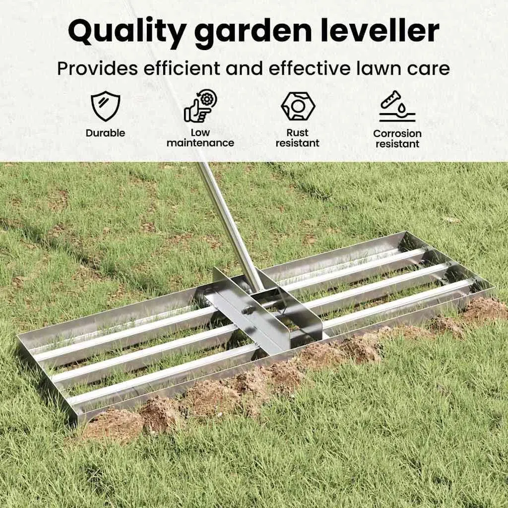 vidaXL Tuin Egalisatie Hark Zilver 75 x 25 x 200 cm Roestvrij staal