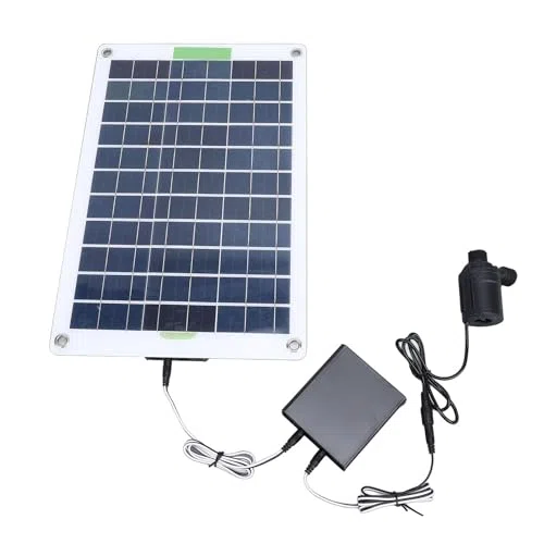 Kit Pompa Acqua Solare, Pannello Solare 100 W 12 V, Portata Massima 800 L/h, Sollevamento 5 Metri, 3 USB, 1 Tipo C, Interfaccia CC per Pannello Solare, 3 Box Batterie, Piscina e Giardino