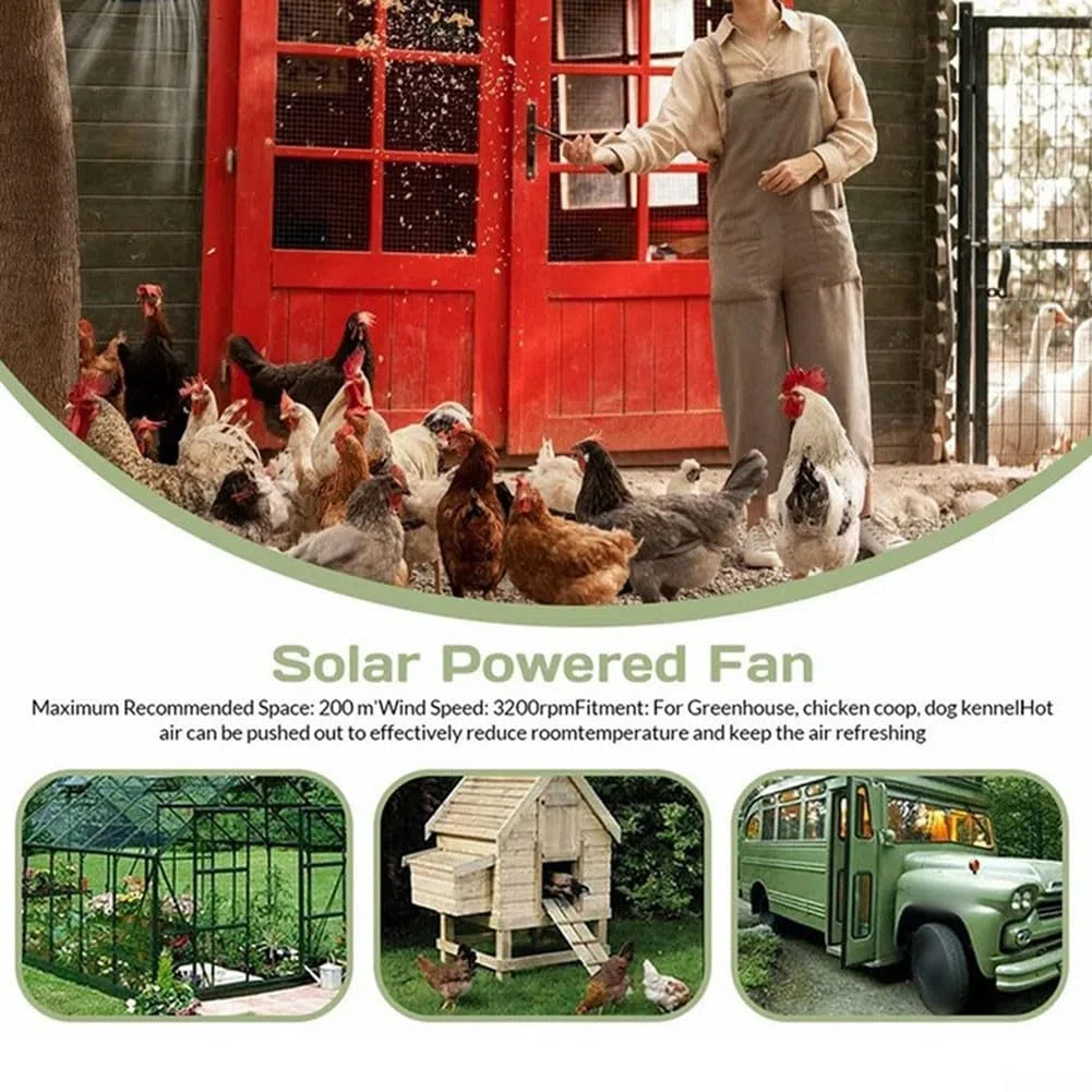 Solar Powered Ventilazione Fan Kit 100W Alta Circolatore D'aria Impermeabile Lega di Alluminio Per Serra Pollo Cane Kennel Nero