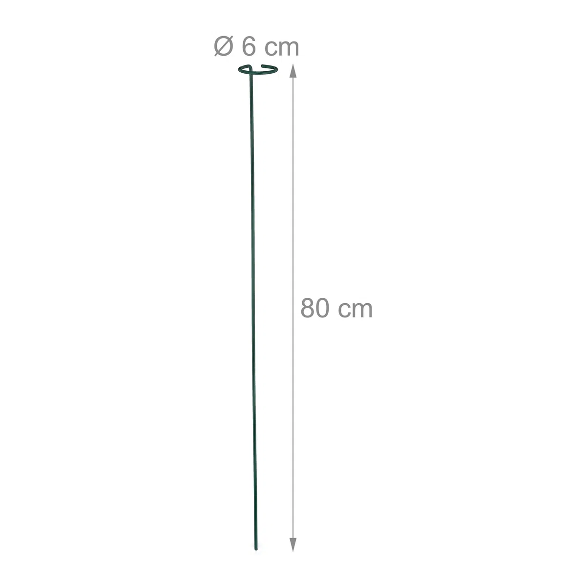 Relaxdays Bastoncini per Piante in Metallo, Set da 10 Ausili per Rampicanti, Supporti Piantine, L: 80 cm, Verde Scuro, Acciaio
