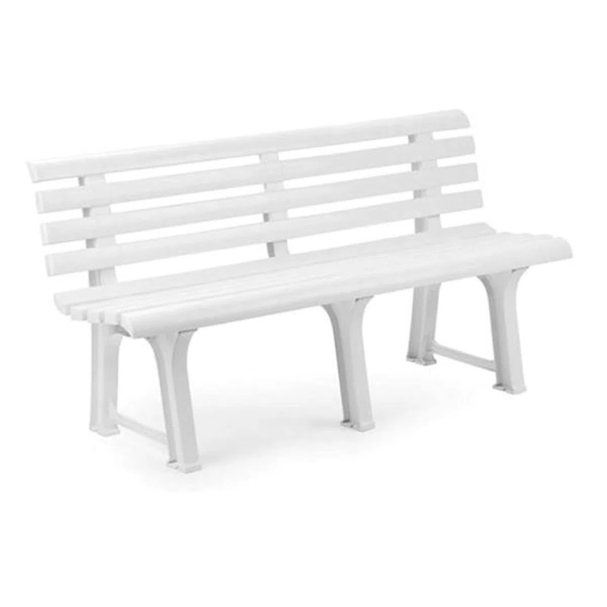 Dmora Made in Italy Esterno 145 x 49 x 74, Panchina in Polipropilene, Panca da Giardino, Bianco