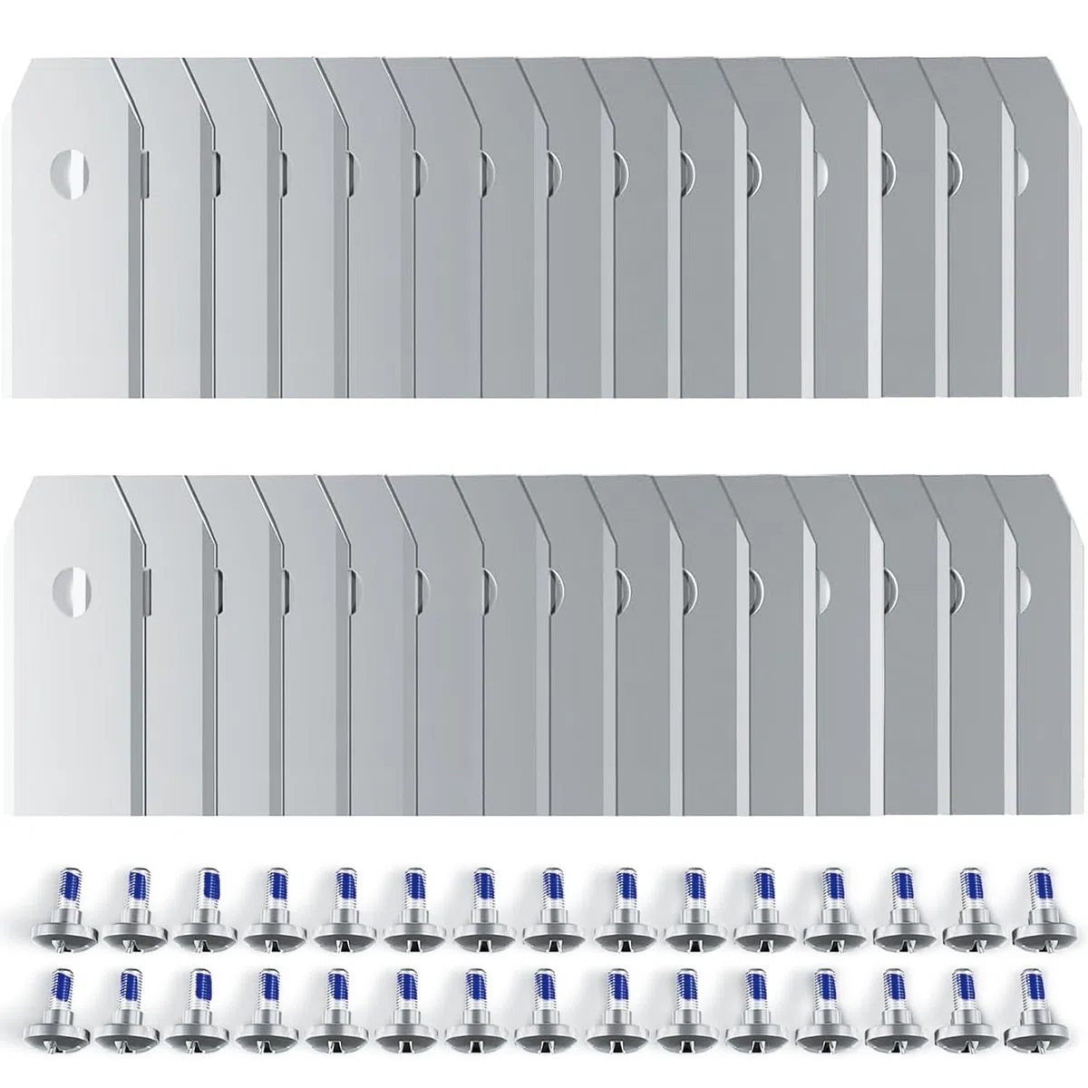 Set di 30 lame di ricambio, compatibili con Navimow I105e e Navimow I108e,include 30 viti con puntini,Lame di ricambio in acciaio inossidabile, accessorio per robot rasaerba(argento)
