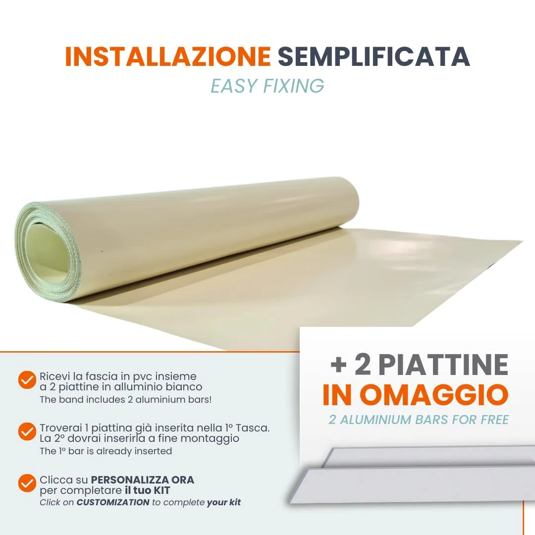 TENDAGGIMANIA Fascia Ombreggiante per pergola PVC Impermeabile 650 gr/mq- VARI COLORI E MISURE - Teli per Pergolati Onde SU MISURA Telo Copertura Pergolato Gazebo