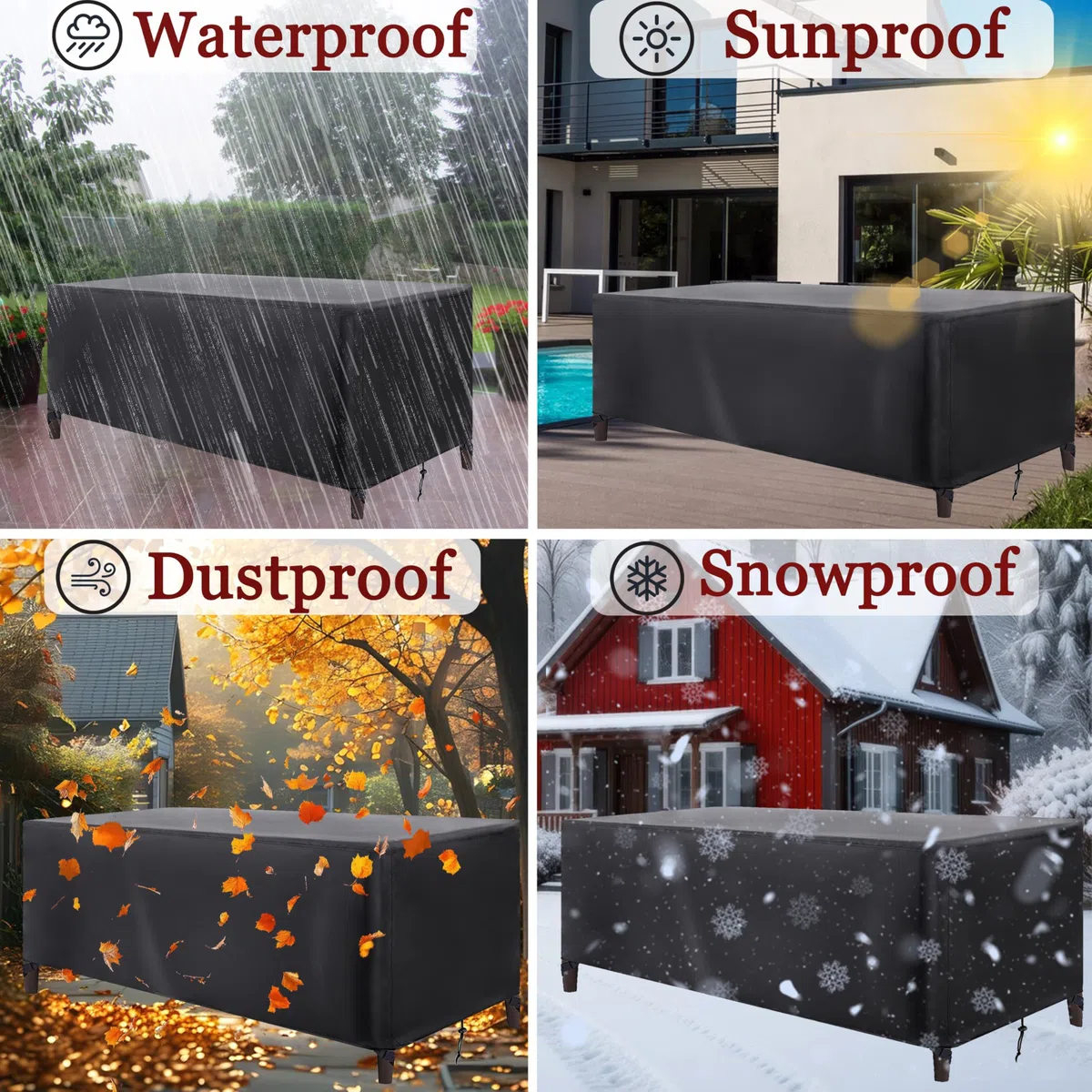 Coperture per Mobili da Giardino 300x70x110cm / Lunghezza x Larghezza x Altezza Telo Copri Impermeabili per Tavolo e Sedie Copridivano da Esterni in Poliestere Tessuto Oxford 420D Antivento Antineve