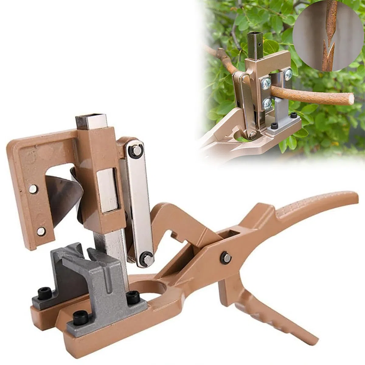 Kit per potatura da innesto, strumenti per innesto di alberi da frutto con manico antiscivolo, design con scanalatura a V, leva senza sforzo per una cura e una manutenzione efficienti delle piante