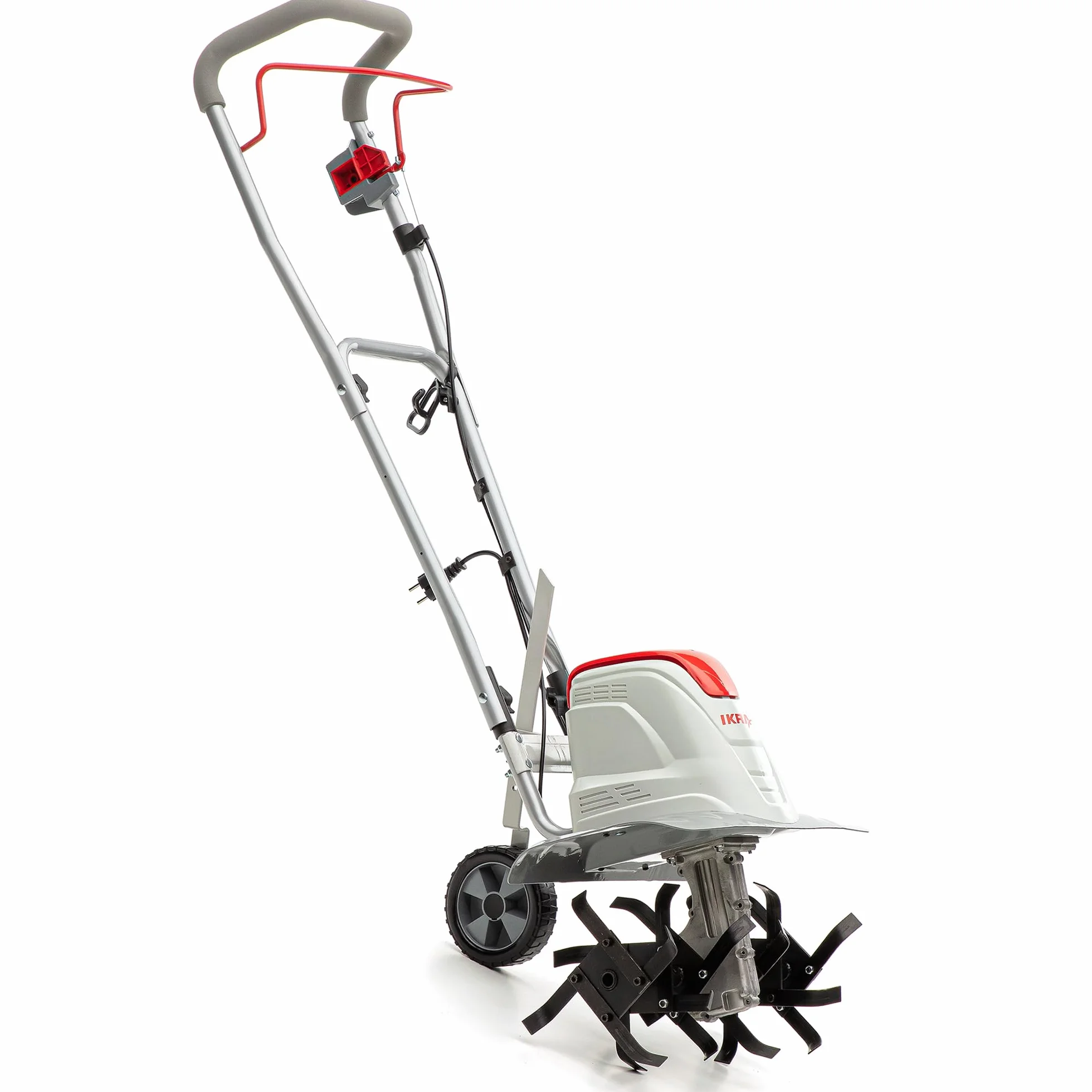 IKRA motozappa elettrica FEM 1500, 3 larghezze regolabili 17, 30 e 45 cm | 1500 W, profondità di lavoro 23 cm, sperone frenante, ruota trasporto, pieghevole, protezione da sovraccarico