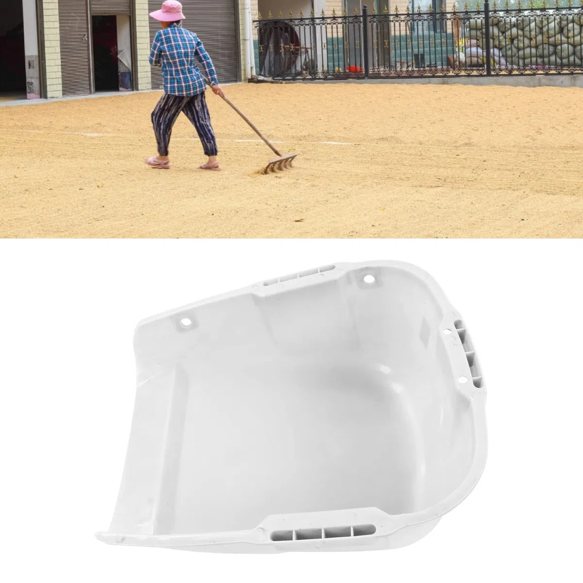 Cocoarm Paletta per Carichi Pesanti Paletta per Rifiuti Grande in Plastica PP 44 X 38 X 18 Cm Doppio Manico Grande capacità Resistente all'usura per l'essiccazione di Cereali Raccolta della (WHITE)