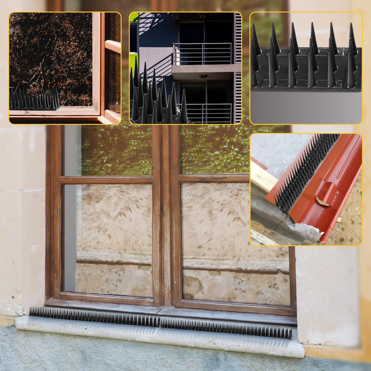 KADAX Set di 48 Dissuasori per Piccioni in Plastica, Dissuasore per Uccelli da Balcone, Scaccia Piccioni, Spuntoni per Corvi, Disabituante Anti Piccioni (48, Nero)