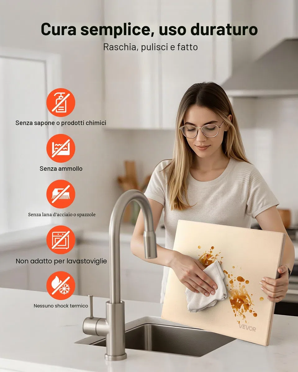 VEVOR Pietra per Pizza, Pietra da Forno per Pizza Rettangolare in Cordierite da 380 x 300 x 15 mm, con Raschietto, Cordierite Resistente al Calore, per Forno da Cucina, Cottura di Pane