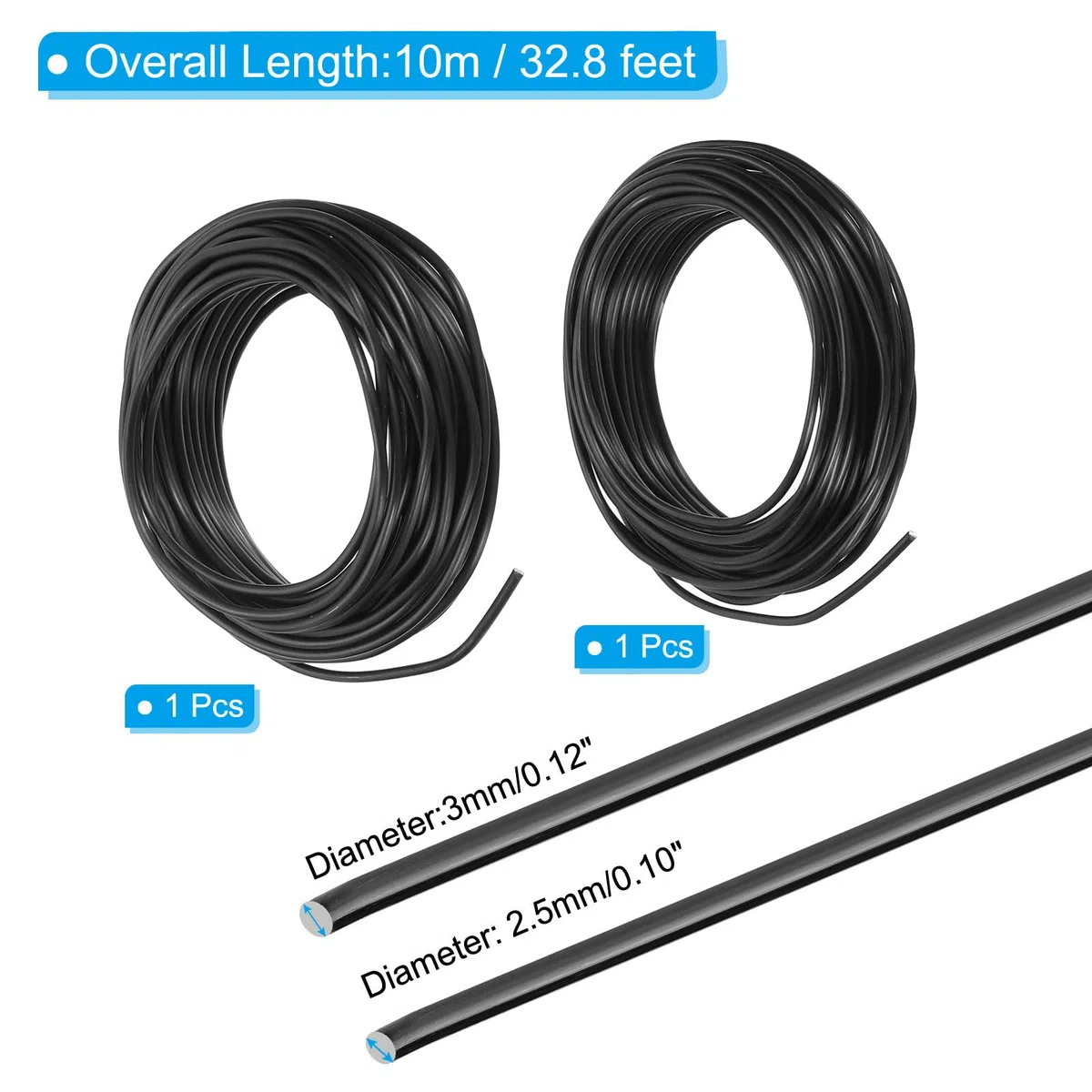 PATIKIL Filo di Allenamento per Bonsai, 2,5mm /3mm Steli di Filo Floreale Filo Albero in Alluminio Anodizzato 32,8 Piedi per Fissaggio Rami Giardinaggio 2 Rotoli, Nero