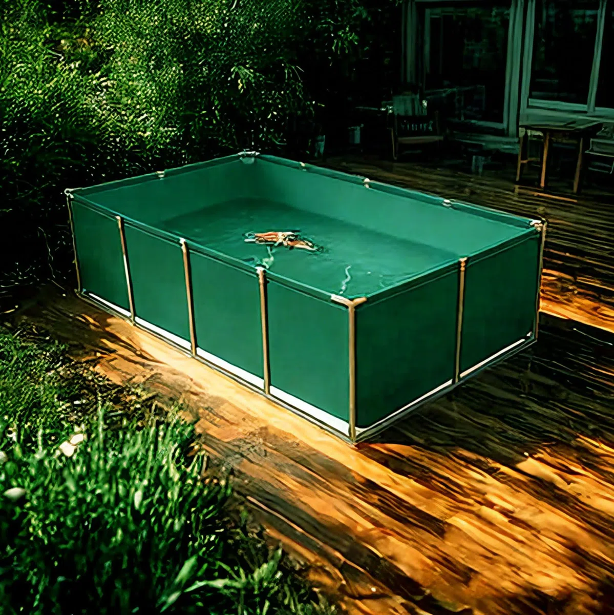 Grande Piscina Rettangolare Con Bordi, Piscina Fuori Terra Con Telaio In Acciaio Per Giardino Esterno Per Famiglie E Bambini, Montaggio Semplice, Telaio In Metallo Durevole, Include Cerotto Di