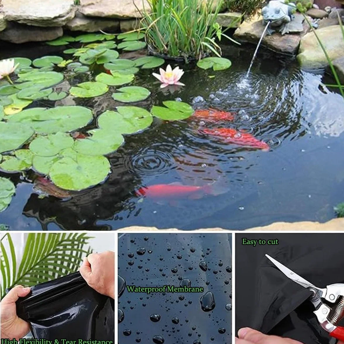 Fodera per Laghetto in HDPE Telo per Laghetto 10x12m 15x15m 1x2m 3x4m 5x6m 7x8m Giardini Acquatici Rivestimento per Laghetti Resistente Ai Raggi UV 0.12mm Spessore(3x8m)