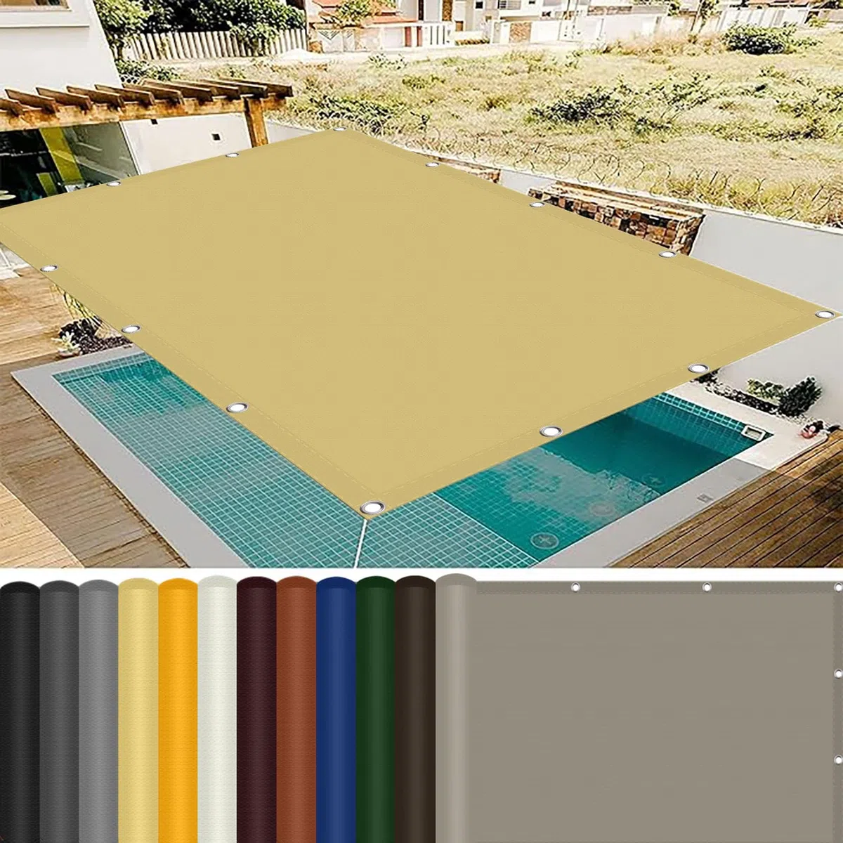 Tessuto Ombreggiante 240 x 330 cm Protezione UV 98%, Impermeabile Protezione Panno Ombreggiante con Occhielli per Pergola Piante da Patio Serra Pollaio, Piscina, Color Crema