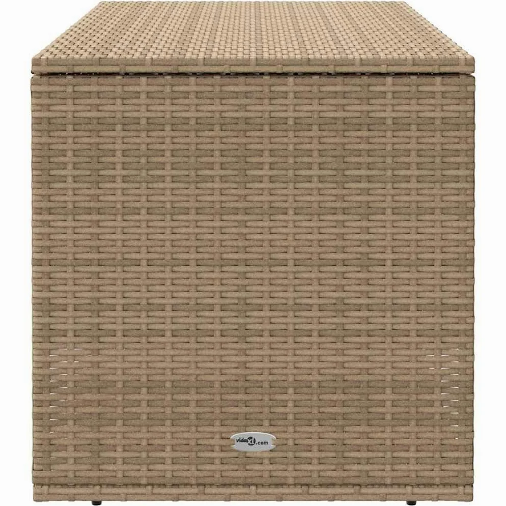 Cassapanca per cuscini da esterno beige 100 x 55 x 55,5 cm polyrattan, scatola di immagazzinaggio degli attrezzi da giardino per esterni, balcone o terrazza