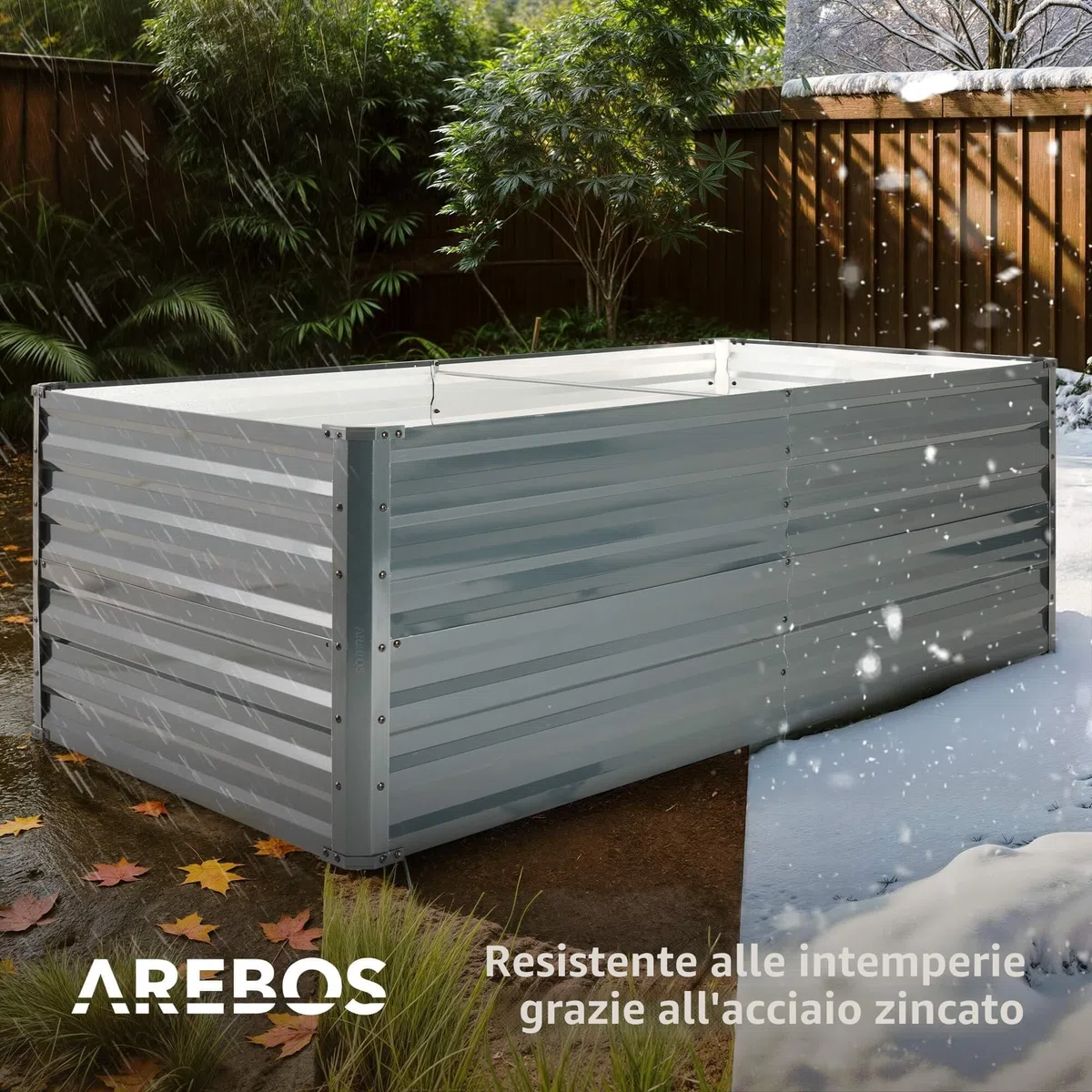 AREBOS Letto rialzato in metallo 180x90x45 cm | letto da giardino in acciaio zincato | letto per piante resistente alle intemperie e alla ruggine | letto rettangolare per orto e patio