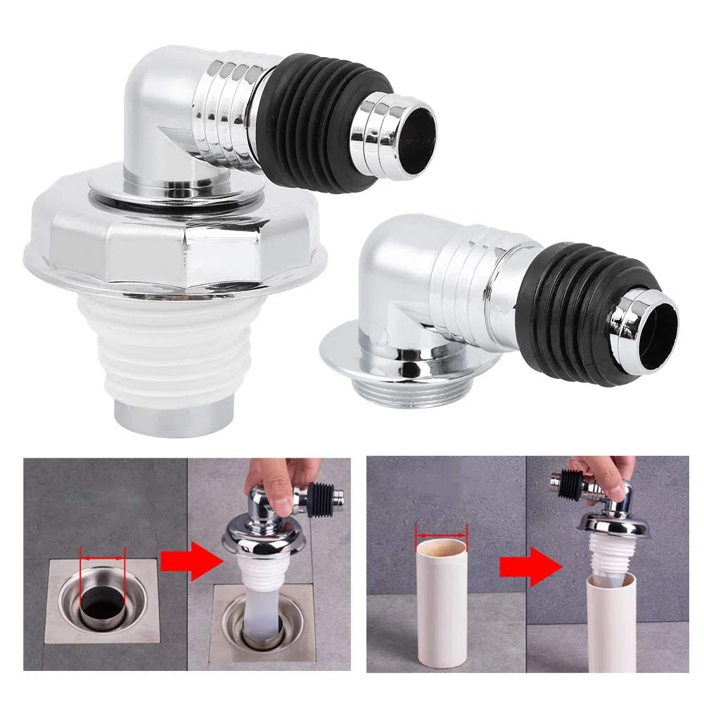 Raccordo di scarico a pavimento, Materiale PVC resistente corrosione, Rotazione 360 gradi facile installazione, Giunto copertura scarico, Per lavatrice e serbatoio toilette