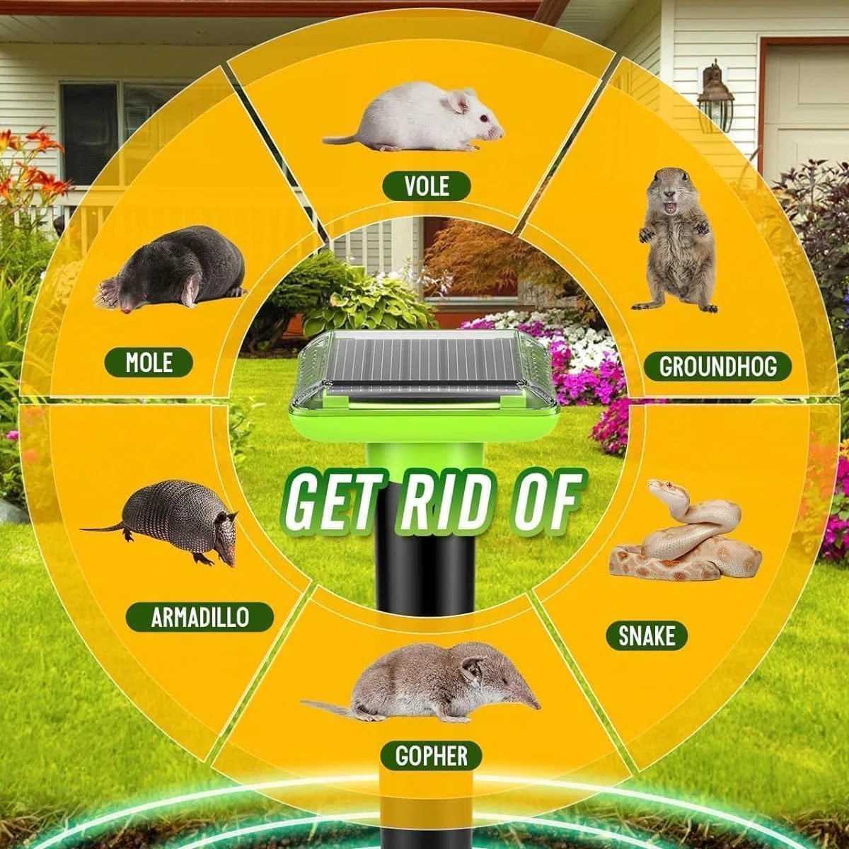 Dissuasori per Topi, Repellente ultrasuoni per Talpe, Carica ad Energia Solare per un Funzionamento Efficiente, Dissuasore per Topi Adatto per Uso in Giardino e Campo, 4 Pezzi