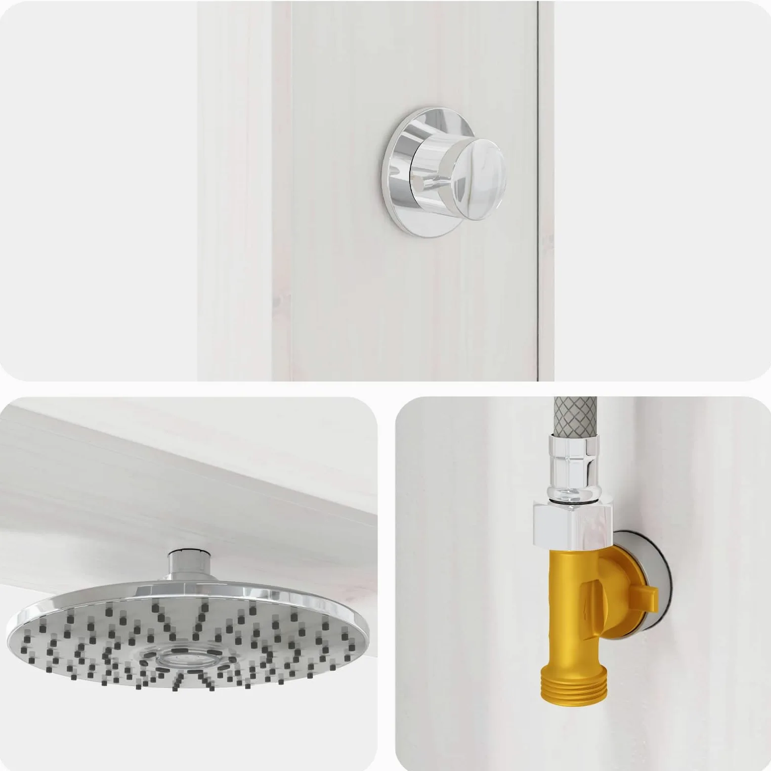 Doccia per esterni in legno massello di pino e acciaio inox, bianco, 226 cm, con tubo doccia regolabile in altezza, soffione girevole, resistente alle intemperie, per giardino, piscina