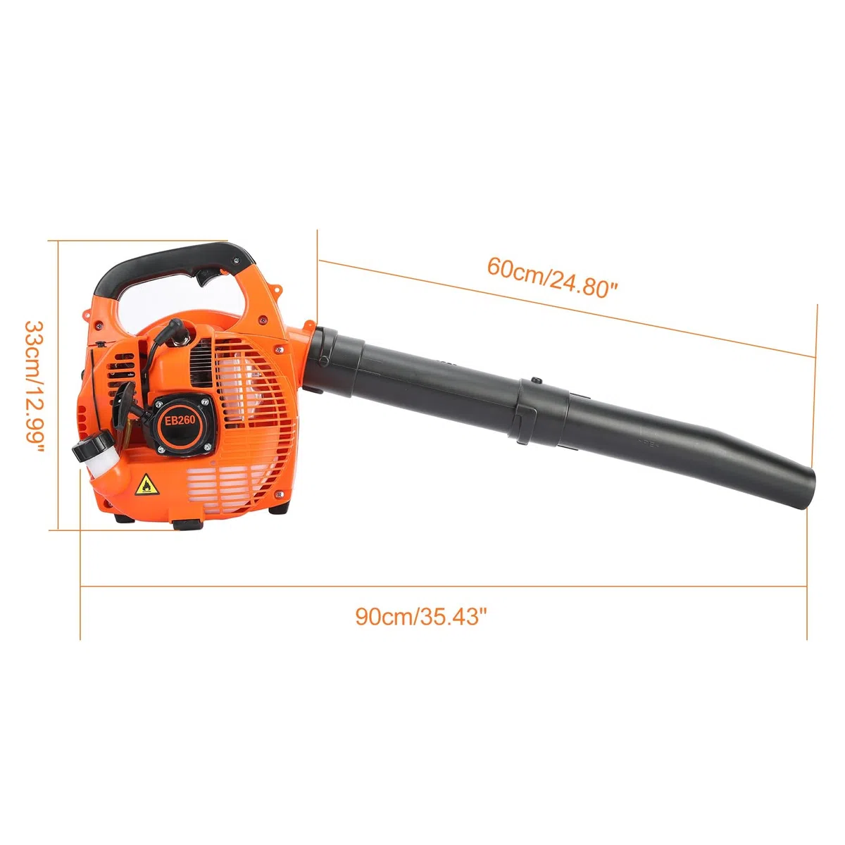 Soffiatore di foglie a benzina 26cc potente, soffiatore portatile motore 2 tempi raffreddato ad aria, avvio semplice, impugnatura ergonomica antivibrazione per giardino cortile pulizia esterna